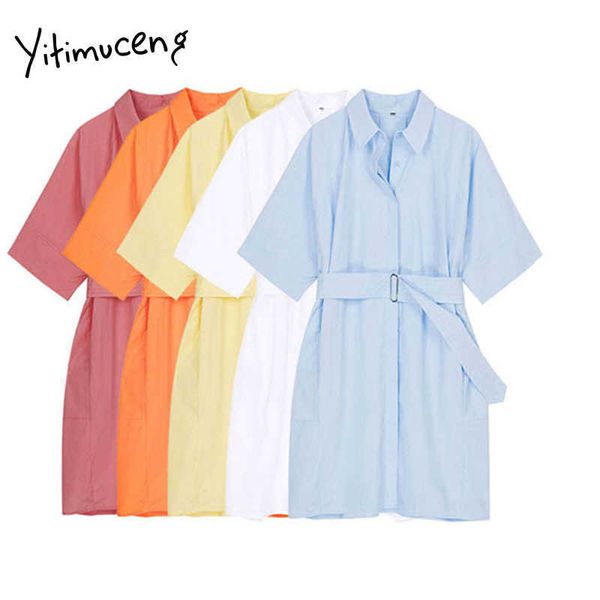 yitimuceng bandage dresses for women loose solid spring single breasted square collar short sleeve casual office lady 210601, Black;gray 
yitimuceng bandage dresses for women loose solid spring single breasted square collar short sleeve casual office lady 210601, Black;gray