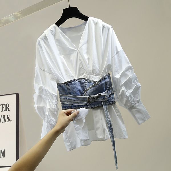 mode plied up flashlight sleeve with low-cut v-fit shirt + denim waistline of two female design pieces chic autumn blouse 9ucq, Black
mode plied up flashlight sleeve with low-cut v-fit shirt + denim waistline of two female design pieces chic autumn blouse 9ucq, Black