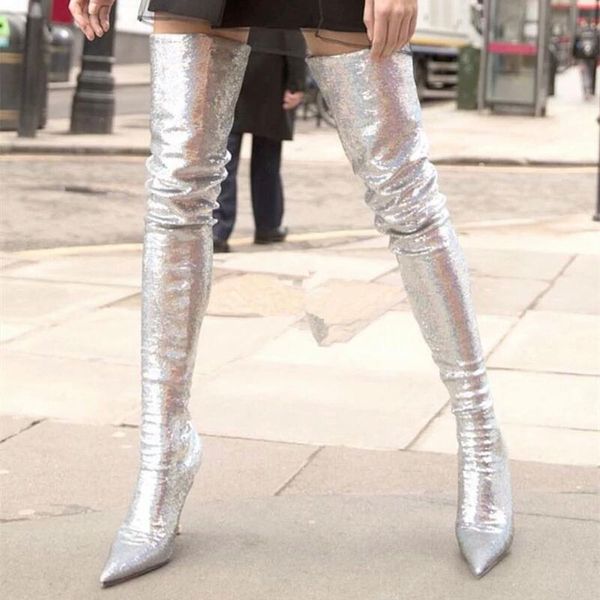 boots lucky2021 style super pointed print gold sequins over knee elastic long tube slim socks and, Black
boots lucky2021 style super pointed print gold sequins over knee elastic long tube slim socks and, Black