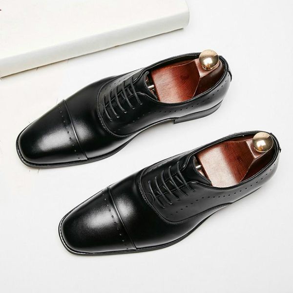 dress shoes 2021 gentleman business genuine leather men's formal wedding square toe solid lace-up oxfors shoe footwear, Black
dress shoes 2021 gentleman business genuine leather men's formal wedding square toe solid lace-up oxfors shoe footwear, Black