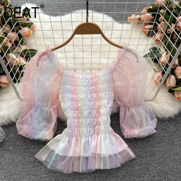 women mesh pleated t-shirt solid color square collar three quarter temperment fashion spring summer 11d623 210525, White
women mesh pleated t-shirt solid color square collar three quarter temperment fashion spring summer 11d623 210525, White