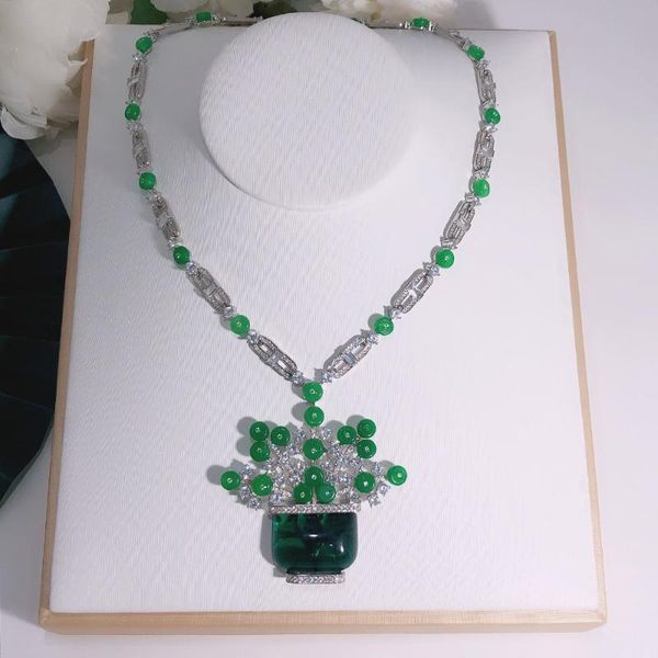 pendant necklaces fashion luxury green chalcedony necklace women's fowers shiny classic brand jewelry party wedding lucky, Silver
pendant necklaces fashion luxury green chalcedony necklace women's fowers shiny classic brand jewelry party wedding lucky, Silver