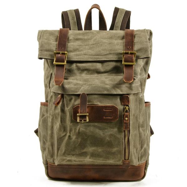 backpack vintage waxed canvas leather for school teenagers backpacking gear men hiking backpacks
backpack vintage waxed canvas leather for school teenagers backpacking gear men hiking backpacks