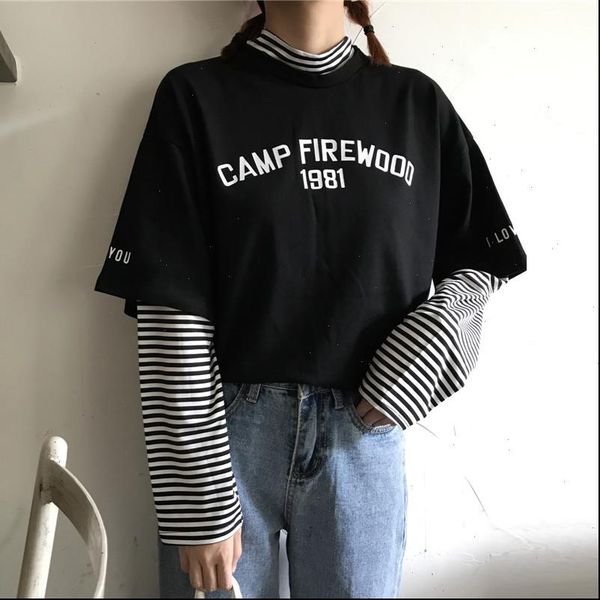 patchwork tshirt aesthetic casual korean clothes women striped printed letter female long sleeve fall shirts t shirt tees 2021, White
patchwork tshirt aesthetic casual korean clothes women striped printed letter female long sleeve fall shirts t shirt tees 2021, White