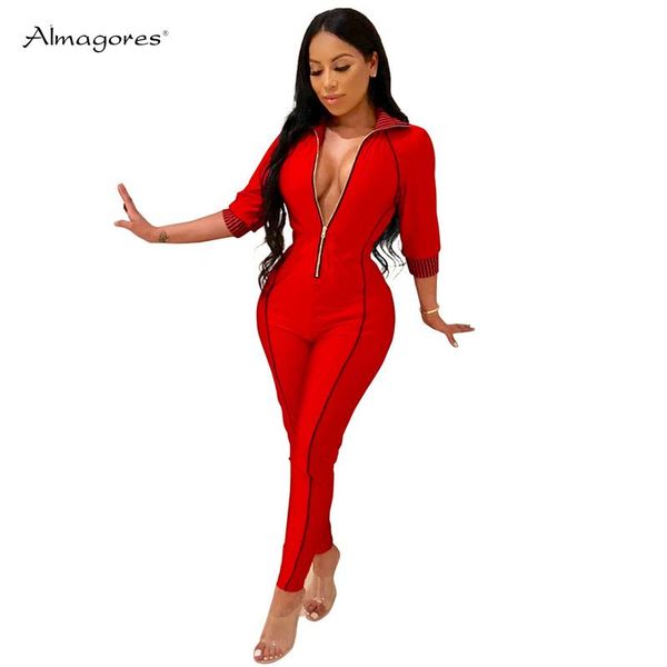 women's jumpsuits & rompers 2021 casual women one piece turn-down collar 3/4 sleeve bodycon bust front zipper jumpsuit long pants sexy, Black;white
women's jumpsuits & rompers 2021 casual women one piece turn-down collar 3/4 sleeve bodycon bust front zipper jumpsuit long pants sexy, Black;white