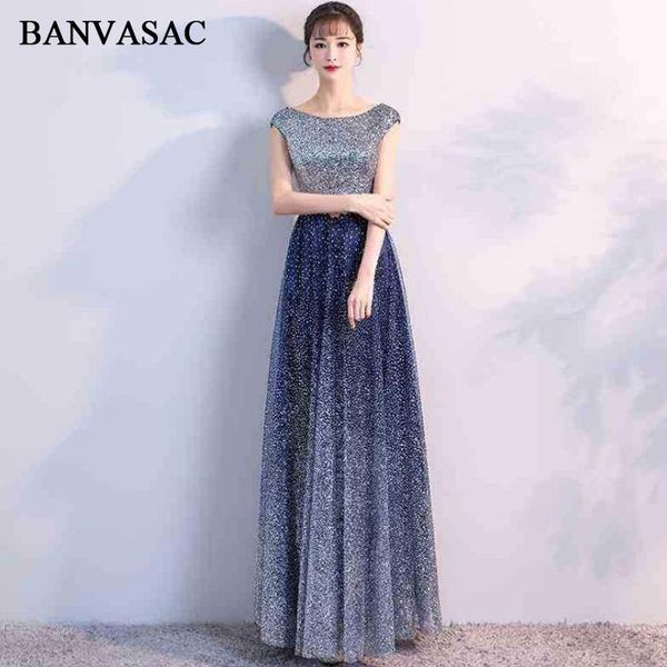 party dresses banvasac starry sky o neck short cap sleeve a line long evening crystal sash backless prom gowns, White;black
party dresses banvasac starry sky o neck short cap sleeve a line long evening crystal sash backless prom gowns, White;black