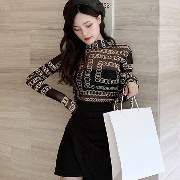 women mesh see-through t-shirt chain print female fashion slim long sleeve t-shirts 2021 new drop shipping, White
women mesh see-through t-shirt chain print female fashion slim long sleeve t-shirts 2021 new drop shipping, White