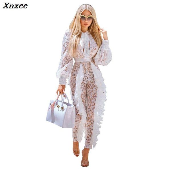 women's jumpsuits & rompers xnxee ruffle sheer lace jumpsuit bow tie neck lantern long sleeve romper elegant women night club o, Black;white
women's jumpsuits & rompers xnxee ruffle sheer lace jumpsuit bow tie neck lantern long sleeve romper elegant women night club o, Black;white