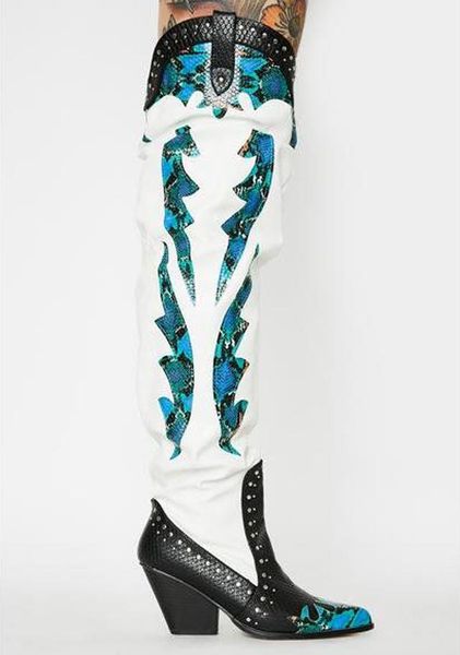 boots european fashion patchwork rivets high chunky heels over the knee ladies pointed toe thigh, Black
boots european fashion patchwork rivets high chunky heels over the knee ladies pointed toe thigh, Black