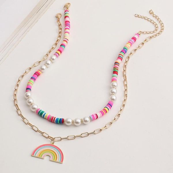 chains fashion colors of the rainbow necklaces colorful clay double collarbone chain alloy imitation pearl jewelry for women, Silver
chains fashion colors of the rainbow necklaces colorful clay double collarbone chain alloy imitation pearl jewelry for women, Silver