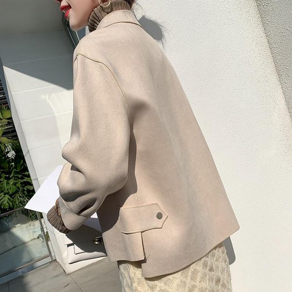 women's jackets suede jacket coat women 2021 korean stylish fashion lapel collar long sleeve loose outerwear spring autumn chic windbre, Black;brown
women's jackets suede jacket coat women 2021 korean stylish fashion lapel collar long sleeve loose outerwear spring autumn chic windbre, Black;brown