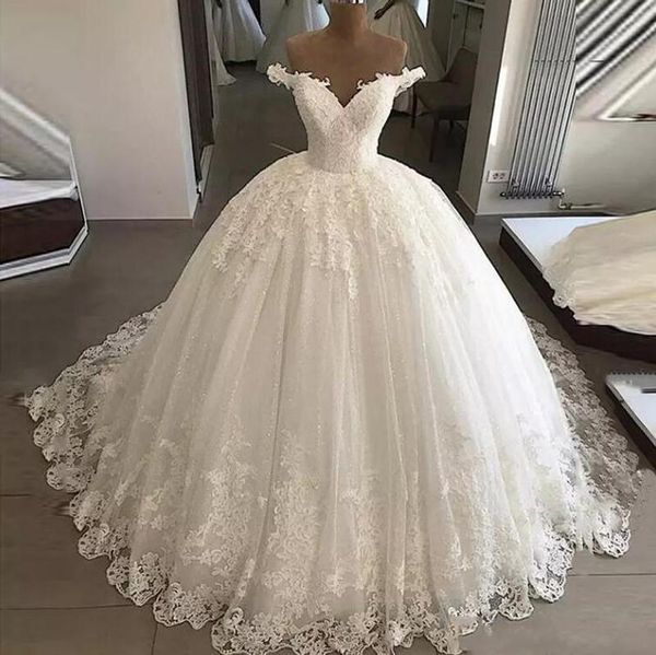 custom made off shoulder lace ball gown wedding dresse appliqued sequins cap sleeves court train lace up tulle wedding bridal gowns, White
custom made off shoulder lace ball gown wedding dresse appliqued sequins cap sleeves court train lace up tulle wedding bridal gowns, White