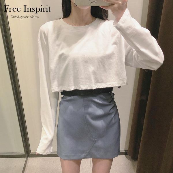 women's t-shirt inspirit spring leisure style splicing full sleeve short crew neck design long, White
women's t-shirt inspirit spring leisure style splicing full sleeve short crew neck design long, White