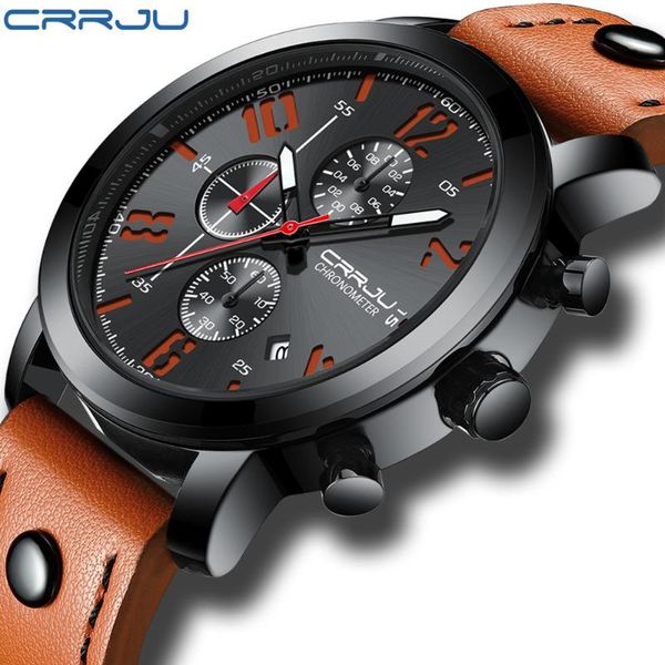 wristwatches mens casual watches military quartz business wristwatch 2021 crrju chronograph leather relogios luxo masculino with waterproof, Slivery;brown
wristwatches mens casual watches military quartz business wristwatch 2021 crrju chronograph leather relogios luxo masculino with waterproof, Slivery;brown