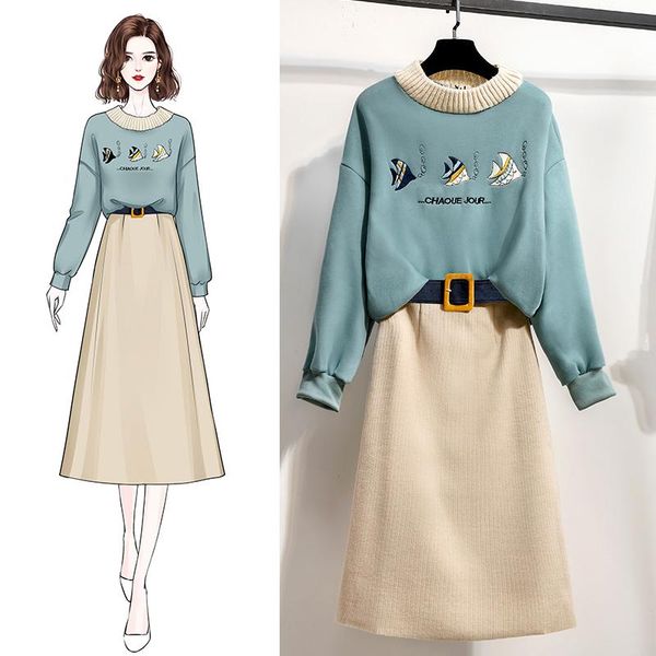 women's suits & blazers plush suit autumn and winter korean version of the loose sweater temperament skirt two sets harajuku, White;black 
women's suits & blazers plush suit autumn and winter korean version of the loose sweater temperament skirt two sets harajuku, White;black