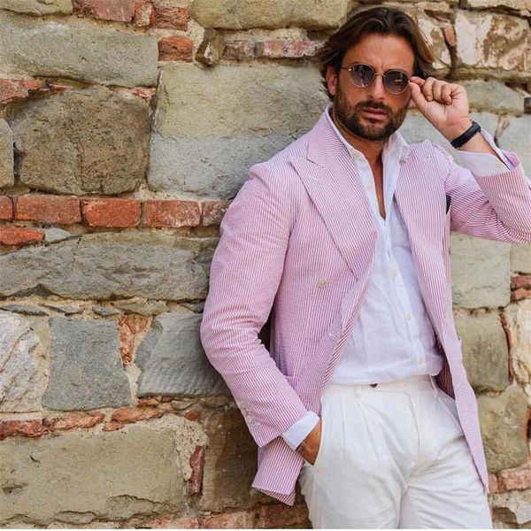 men's suits & blazers summer 2 pieces men pink pinstripe jacket+white pant custom made double breasted handsome formal party suit, White;black
men's suits & blazers summer 2 pieces men pink pinstripe jacket+white pant custom made double breasted handsome formal party suit, White;black