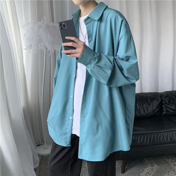 men's casual shirts 2021 solid color ice silk shirt men korean fashion loose business harajuku streetwear long-sleeved, White;black
men's casual shirts 2021 solid color ice silk shirt men korean fashion loose business harajuku streetwear long-sleeved, White;black