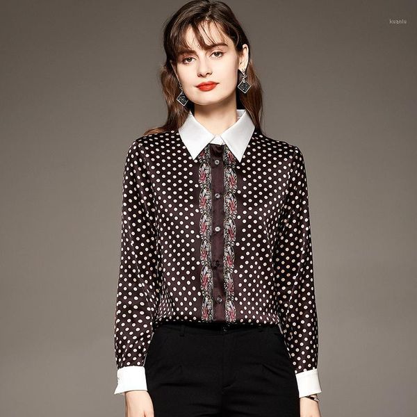 spring autumn real silk women's satin shirt elegant turn-down collar long sleeve casual shirts office lady dot print blouse blouses &, White
spring autumn real silk women's satin shirt elegant turn-down collar long sleeve casual shirts office lady dot print blouse blouses &, White