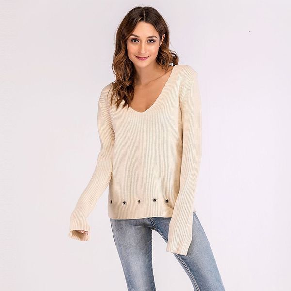 2021 autumn winter v neck jumper casual solid color knitted pullovers sweater for women new zk5i, White;black
2021 autumn winter v neck jumper casual solid color knitted pullovers sweater for women new zk5i, White;black