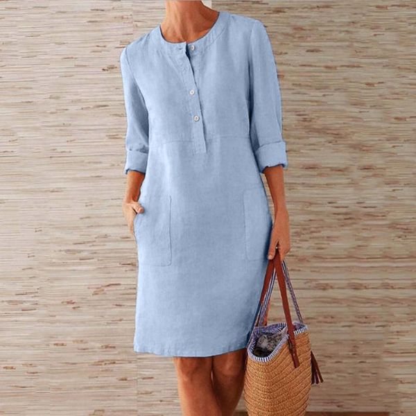 casual dresses women's round neck knee-length linen dress boho loose with buttons comfy half sleeve solid, Black;gray
casual dresses women's round neck knee-length linen dress boho loose with buttons comfy half sleeve solid, Black;gray