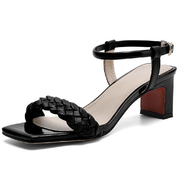 2021 new office ladies sandals concise comfortable soft square heel genuine leather med heel high women's shoes, Black
2021 new office ladies sandals concise comfortable soft square heel genuine leather med heel high women's shoes, Black
