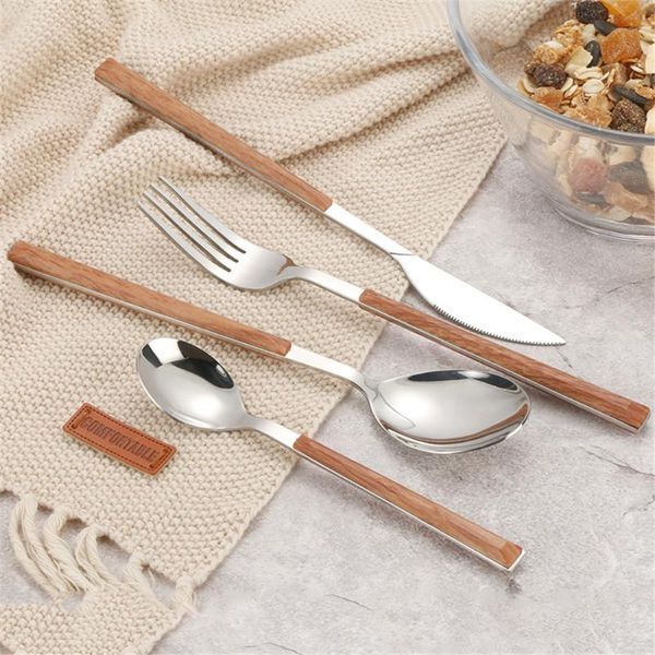 304 stainless steel luxury glossy wood tableware set silver dinnerware sets chic western european knife fork teaspoon 4pcs
304 stainless steel luxury glossy wood tableware set silver dinnerware sets chic western european knife fork teaspoon 4pcs