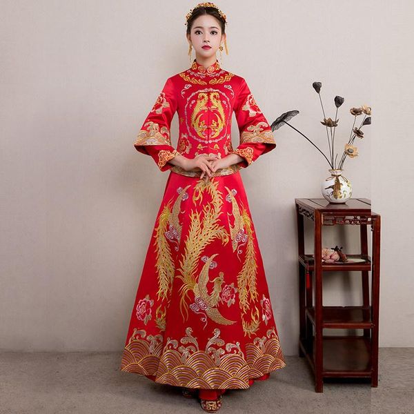 ethnic clothing red bride cheongsam vintage chinese style wedding evening dress embroidery phoenix qipao costume vestidos size s-xxl
ethnic clothing red bride cheongsam vintage chinese style wedding evening dress embroidery phoenix qipao costume vestidos size s-xxl