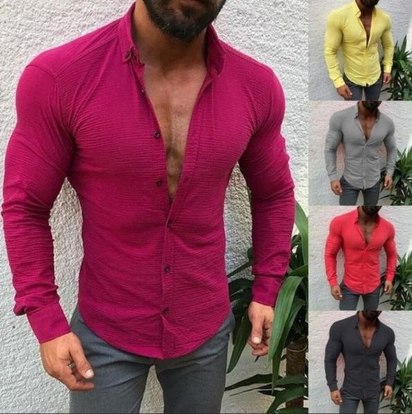 men's casual shirts 2021 handsome slim fit v neck long sleeve muscle single breasted blouse arrival, White;black
men's casual shirts 2021 handsome slim fit v neck long sleeve muscle single breasted blouse arrival, White;black
