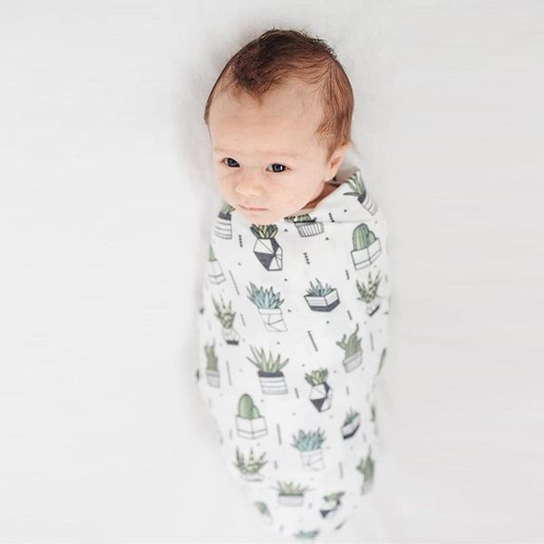 2 pcs baby receiving blanket+beanie cap set infants sleeping swaddle wrap hat u50f