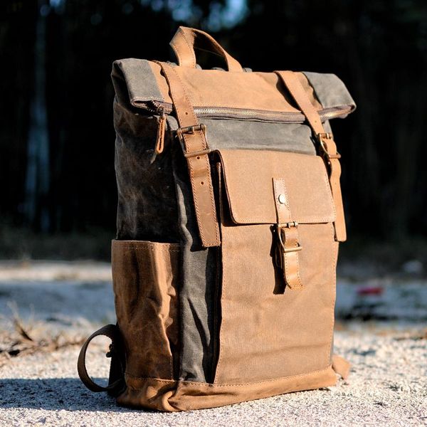 vintage canvas backpack for men's hiking camping bags travel backpack large capacity rucksack bags
vintage canvas backpack for men's hiking camping bags travel backpack large capacity rucksack bags