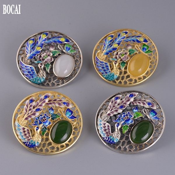 2021 new pure s925 sier gold-plated jewelry fashionable ethnic style woman burnt blue peacock peony pendant beeswax jasper brooch byyd, Silver
2021 new pure s925 sier gold-plated jewelry fashionable ethnic style woman burnt blue peacock peony pendant beeswax jasper brooch byyd, Silver