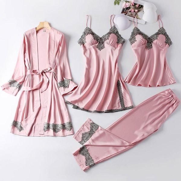 4pcs satin sleepwear lady pajamas suit nighty&robe set intimate lingerie casual bridal wedding gift homewear nightgown, Black;red
4pcs satin sleepwear lady pajamas suit nighty&robe set intimate lingerie casual bridal wedding gift homewear nightgown, Black;red