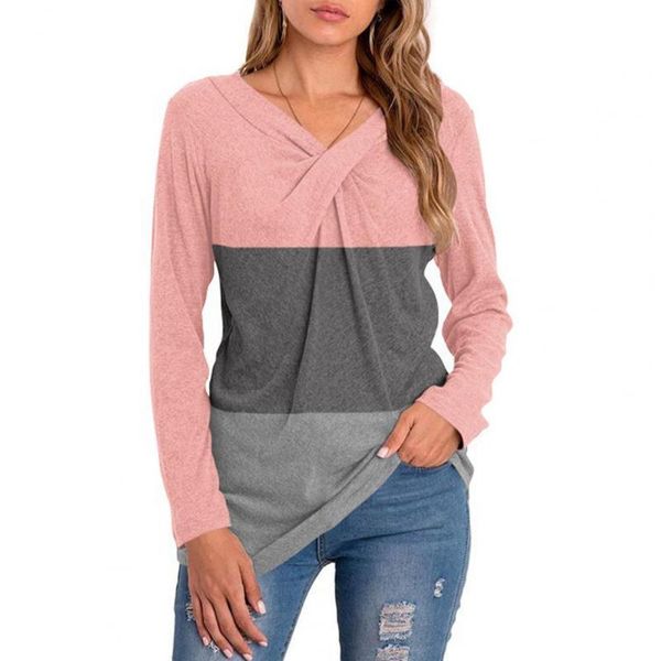 women's blouses & shirts women long sleeve patchwork t autumn casual loose pullover v neck cross female streetwear, White
women's blouses & shirts women long sleeve patchwork t autumn casual loose pullover v neck cross female streetwear, White