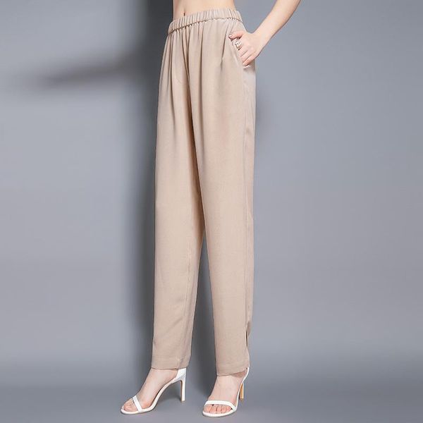 women's pants & capris female high waist spring autumn 2021 genuine silk trousers ankle-length for women pantalon femme zjt2267, Black;white
women's pants & capris female high waist spring autumn 2021 genuine silk trousers ankle-length for women pantalon femme zjt2267, Black;white