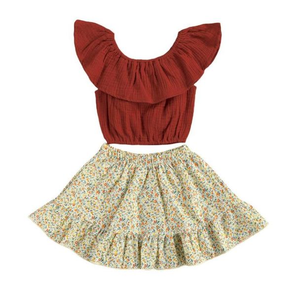 2pcs set toddler girls summer outfits sleeveless ruffles solid color ruffle crop floral skirt set children clothing, White
2pcs set toddler girls summer outfits sleeveless ruffles solid color ruffle crop floral skirt set children clothing, White