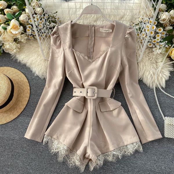 women's jumpsuits & rompers playsuits women 2021 spring autumn fashion clothes england style lace v-neck long sleeve solid shorts women, Black;white
women's jumpsuits & rompers playsuits women 2021 spring autumn fashion clothes england style lace v-neck long sleeve solid shorts women, Black;white