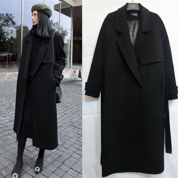 spring autumn winter new women's casual wool blend trench coat oversize long coat with belt wool cashmere outerwear female1, Black
spring autumn winter new women's casual wool blend trench coat oversize long coat with belt wool cashmere outerwear female1, Black