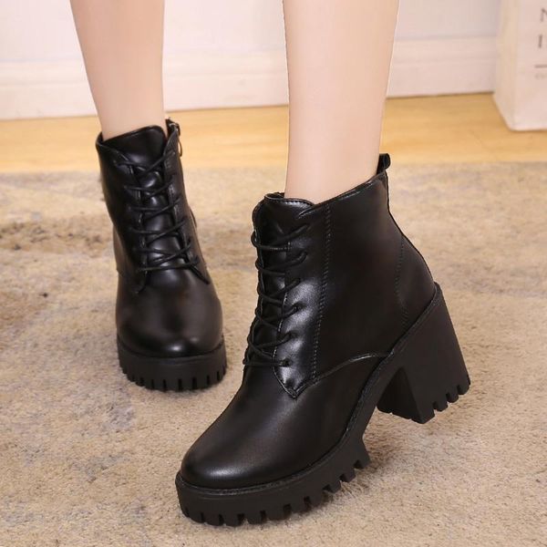 boots black leather women square high heels platform zipper lace up ankle for shoes woman winter plus size 
boots black leather women square high heels platform zipper lace up ankle for shoes woman winter plus size