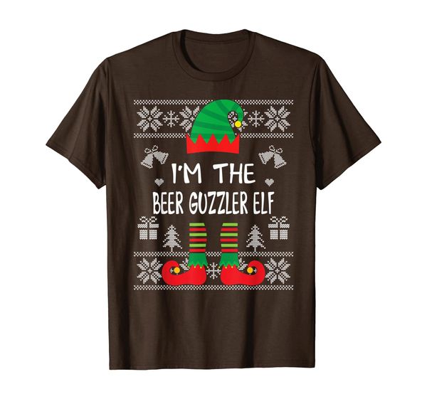 i'm the beer guzzler elf ugly sweater matching xmas gifts t-shirt, White;black