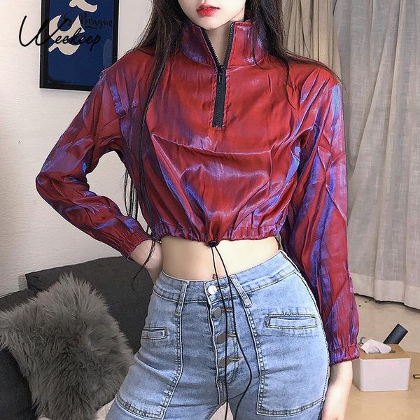 women's t-shirt weekeep clubwear zipper cropped autumn turtleneck loose casual tshirt harajuku fashion glitter clothes, White
women's t-shirt weekeep clubwear zipper cropped autumn turtleneck loose casual tshirt harajuku fashion glitter clothes, White