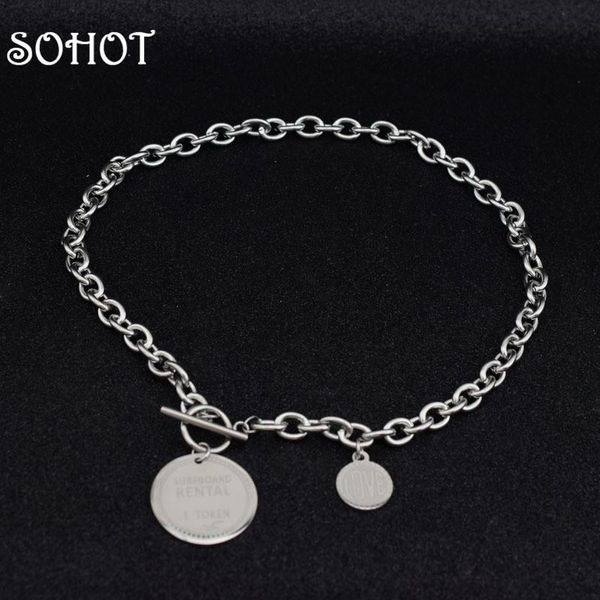chokers so minimalist punk stainless steel round disc letter pattern pendant women man choker necklace trendy chain for party, Golden;silver
chokers so minimalist punk stainless steel round disc letter pattern pendant women man choker necklace trendy chain for party, Golden;silver