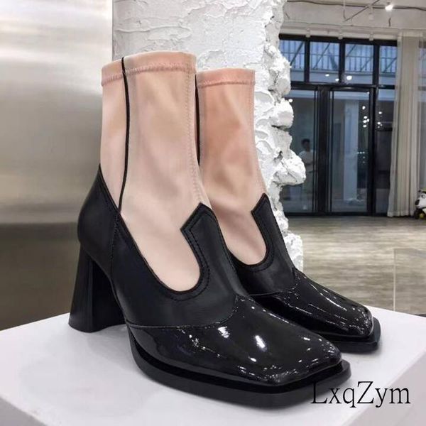 boots lxqzym women's british mid-calf heel socks fashion genuine leather & stretch fabric luxury shoes brand designers, Black
boots lxqzym women's british mid-calf heel socks fashion genuine leather & stretch fabric luxury shoes brand designers, Black