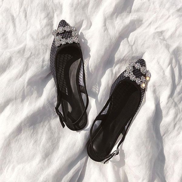 2021 spring and summer new style rhinestone buckle lace fairy sandals pointy mesh flat bottom female flat sandals, Black
2021 spring and summer new style rhinestone buckle lace fairy sandals pointy mesh flat bottom female flat sandals, Black