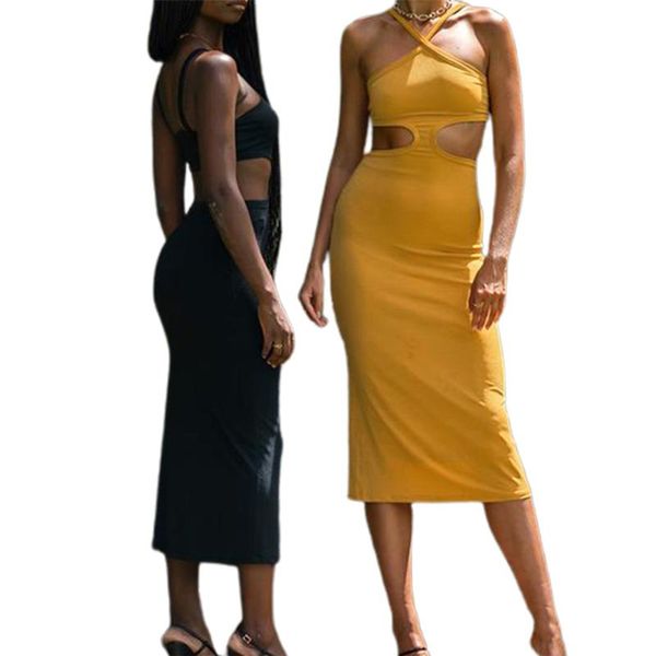 casual dresses summer female sylish dress solid color sleeveless spaghetti strap hollow out halter slim yellow/black s//l, Black;gray
casual dresses summer female sylish dress solid color sleeveless spaghetti strap hollow out halter slim yellow/black s//l, Black;gray
