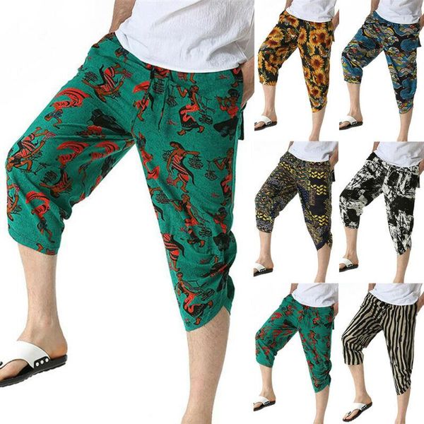 men's pants men baggy casual loose printed harem trousers bottoms mens calf-length, Black
men's pants men baggy casual loose printed harem trousers bottoms mens calf-length, Black