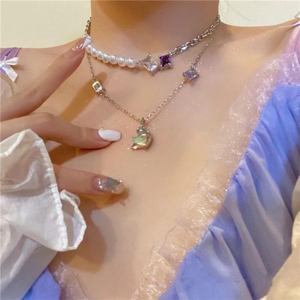 chains fashion square crystal stainless steel link chain necklace korean elegant pearl choker jewelry for women girls, Silver
chains fashion square crystal stainless steel link chain necklace korean elegant pearl choker jewelry for women girls, Silver