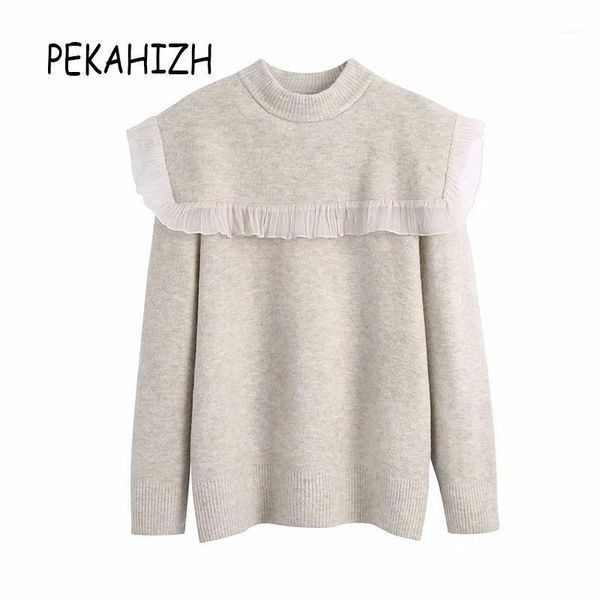 vintage o-neck long sleeve knitted sweater 2021 women lace decoration pullover lady casual loose chic women's sweaters, White;black
vintage o-neck long sleeve knitted sweater 2021 women lace decoration pullover lady casual loose chic women's sweaters, White;black