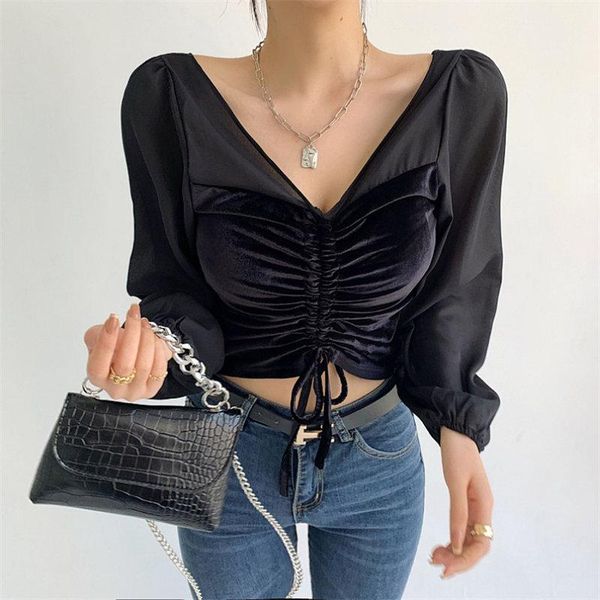 women's t-shirt hzirip 2021 high waist autumn v-neck lantern sleeves slim velvet women female basic brief, White
women's t-shirt hzirip 2021 high waist autumn v-neck lantern sleeves slim velvet women female basic brief, White