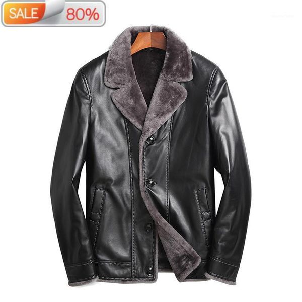 men's leather & faux genuine sheepskin jacket men real wool fur liner coat autumn winter plus size coats chaqueta cuero hombre zla61, Black
men's leather & faux genuine sheepskin jacket men real wool fur liner coat autumn winter plus size coats chaqueta cuero hombre zla61, Black