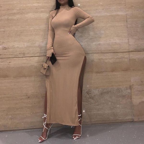 casual dresses women long sleeve maxi bodycon slit dress autumn solid color turtleneck slim fit ribbed wrapped, Black;gray
casual dresses women long sleeve maxi bodycon slit dress autumn solid color turtleneck slim fit ribbed wrapped, Black;gray
